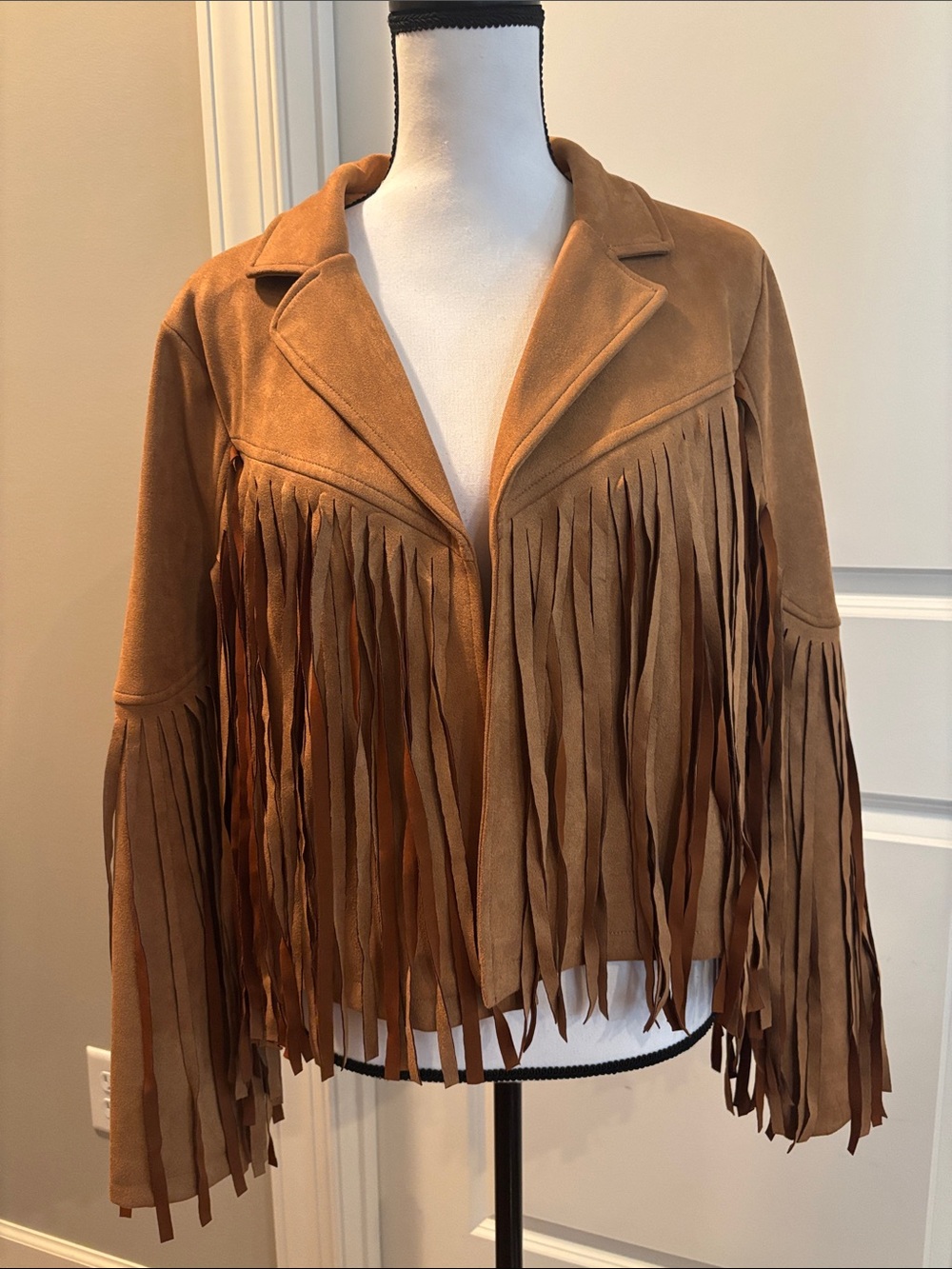 Suede look Fringe Jacket - Brown